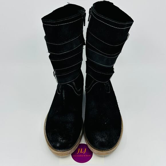 Roan by Bed Stu Women's Lola Black Distressed Leather Moto Boots Size 6.5 - Picture 3 of 11